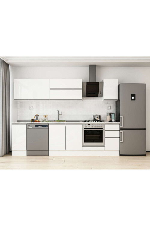 280X210 Cm High Gloss Mutfak Dolabı M-E80S40S40-2 High Gloss | Beyaz - Suntalam
