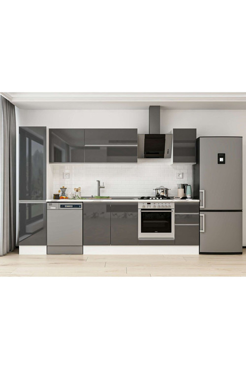 285X210 Cm High Gloss Mutfak Dolabı Mb-E80B45S40-2 High Gloss | Antrasit - Suntalam