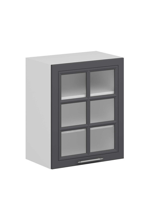 Mutfak Modül Mbr_C Üst 1Dk2R 60-H72Cm Dolap Cam Beyaz Antrasit Mdf