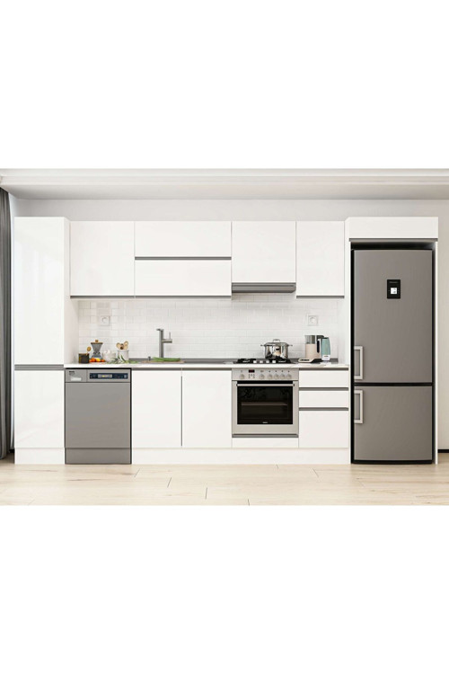 370X222 Cm High Gloss Mutfak Dolabı Mbb-E80B45S45-1 High Gloss | Beyaz - Suntalam