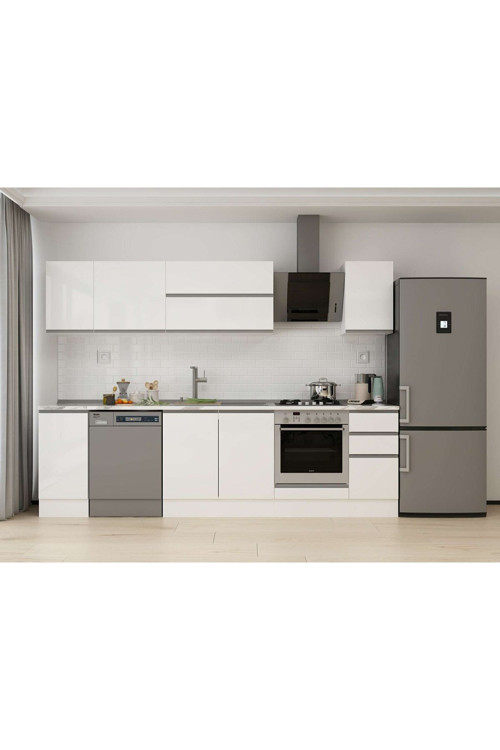 290X210 Cm High Gloss Mutfak Dolabı M-E90S40S40-2 High Gloss | Beyaz - Mdf
