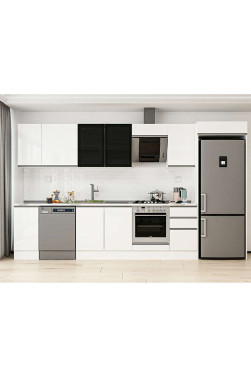 375X222 Cm High Gloss Mutfak Dolabı Mb-E90S40S45-3 High Gloss | Beyaz - Suntalam