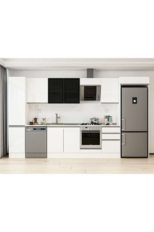 375X222 Cm High Gloss Mutfak Dolabı Mbb-E80B45S50-3 High Gloss | Beyaz - Mdf