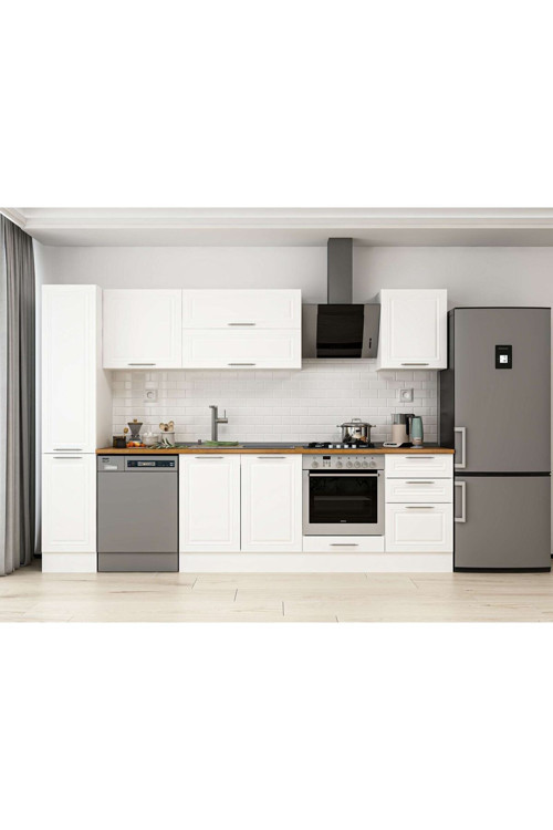 290X210 Cm Klasik Mebran Mutfak Dolabı Beyaz Beyaz Mb-E80B40S50-2 Mebran | Beyaz - Mdf