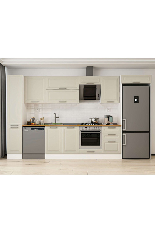 370X222 Cm Klasik Mebran Mutfak Dolabı Beyaz Mbb-E80B40S50-2 Mebran | Kumtaşı - Suntalam