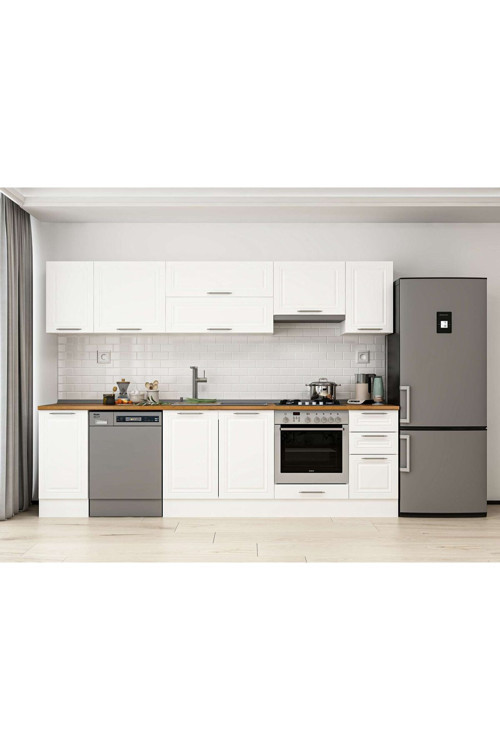 290X210 Cm Klasik Mebran Mutfak Dolabı Beyaz Beyaz M-E90S40S40-1 Mebran | Beyaz - Suntalam