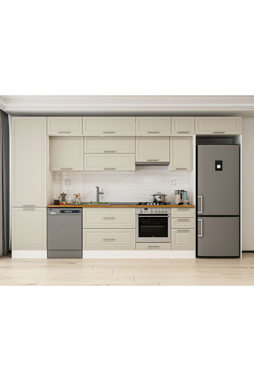 390X240 Cm Klasik Mebran Mutfak Dolabı Beyaz Mbb-E90B60S40-1 Mebran | Kumtaşı - Suntalam