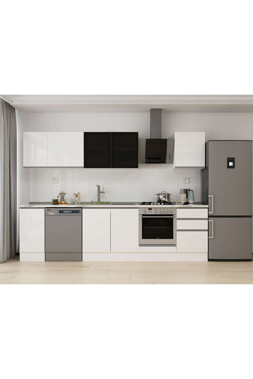 300X210 Cm High Gloss Mutfak Dolabı M-E90S40S50-3 High Gloss | Beyaz - Suntalam