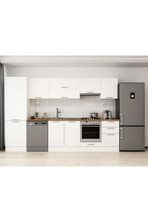 310X210 Cm Klasik Mebran Mutfak Dolabı Beyaz Beyaz Mb-E80B60S50-1 Mebran | Beyaz - Suntalam