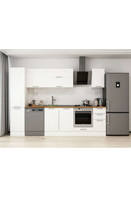 285X210 Cm Klasik Mebran Mutfak Dolabı Beyaz Beyaz Mb-E80B45S40-2 Mebran | Beyaz - Suntalam