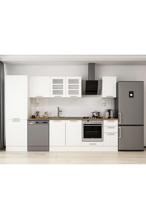 310X210 Cm Klasik Mebran Mutfak Dolabı Beyaz Beyaz Mb-E90B60S40-3 Mebran | Beyaz - Suntalam
