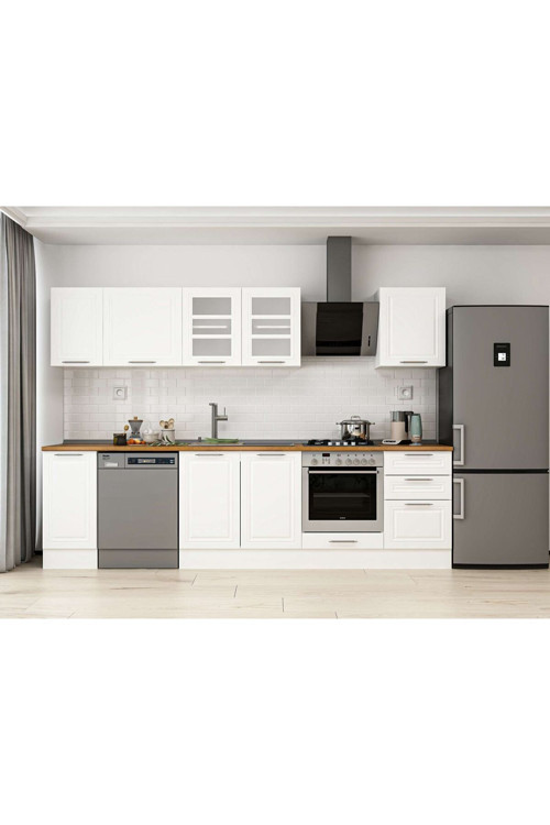 290X210 Cm Klasik Mebran Mutfak Dolabı Beyaz Beyaz M-E80S40S50-3 Mebran | Beyaz - Mdf