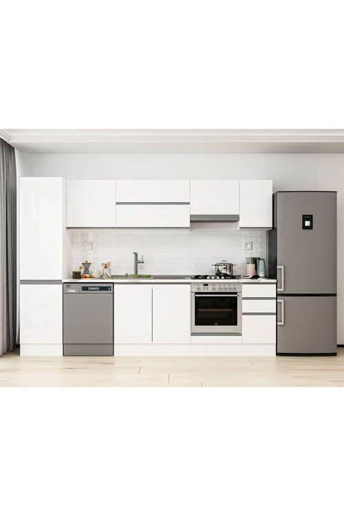 300X210 Cm High Gloss Mutfak Dolabı Mb-E90B50S40-1 High Gloss | Beyaz - Mdf