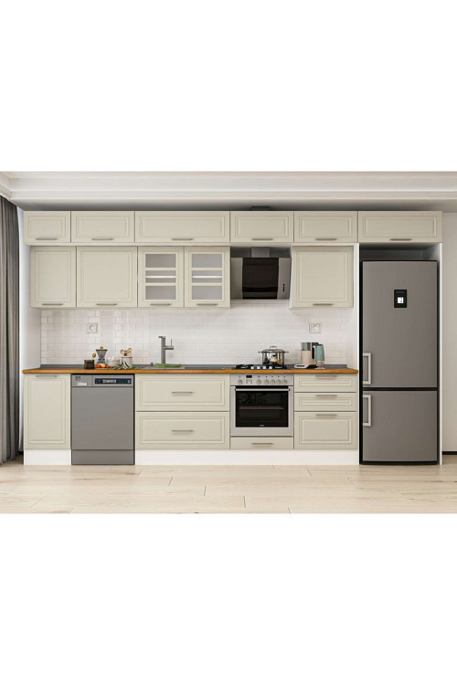 395X240 Cm Klasik Mebran Mutfak Dolabı Beyaz Mb-E90S45S60-3 Mebran | Kumtaşı - Suntalam