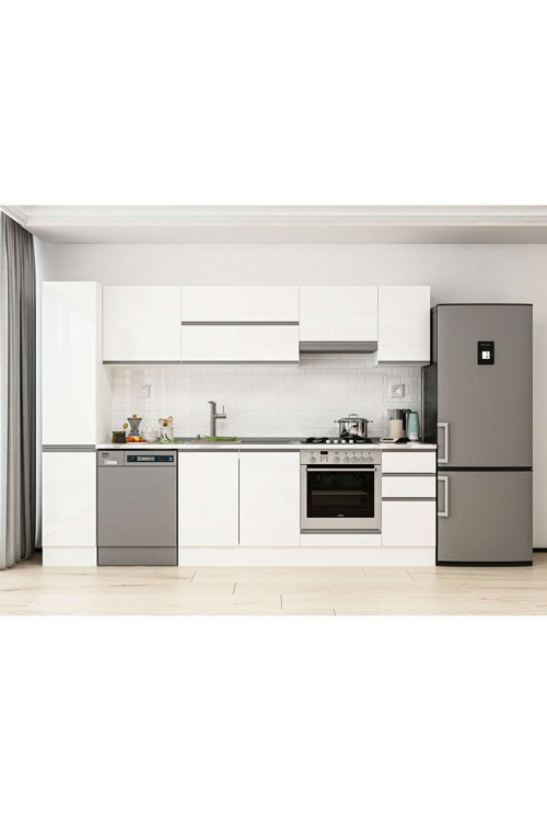 280X210 Cm High Gloss Mutfak Dolabı Mb-E80B40S40-1 High Gloss | Beyaz - Mdf