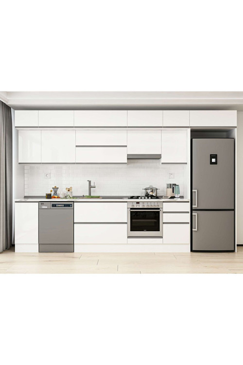 375X240 Cm High Gloss Mutfak Dolabı Mb-E90S40S45-1 High Gloss | Beyaz - Suntalam
