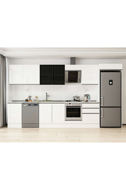 400X222 Cm High Gloss Mutfak Dolabı Mb-E90S50S60-3 High Gloss | Beyaz - Suntalam