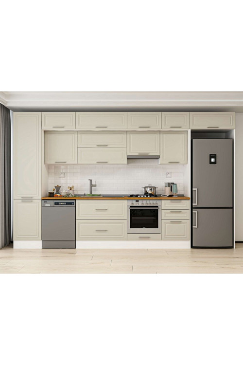 380X240 Cm Klasik Mebran Mutfak Dolabı Beyaz Mbb-E80B50S50-1 Mebran | Kumtaşı - Suntalam