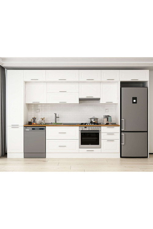 385X240 Cm Klasik Mebran Mutfak Dolabı Beyaz Mbb-E90B45S50-1 Mebran | Beyaz - Suntalam
