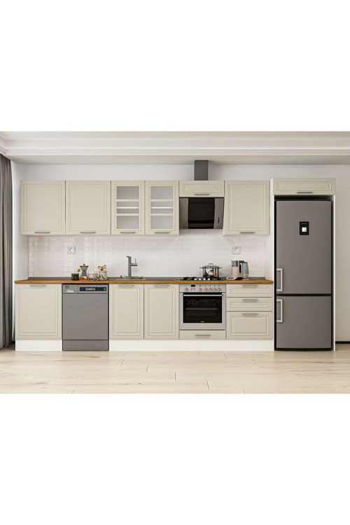 410X222 Cm Klasik Mebran Mutfak Dolabı Beyaz Mb-E90S60S60-3 Mebran | Kumtaşı - Suntalam