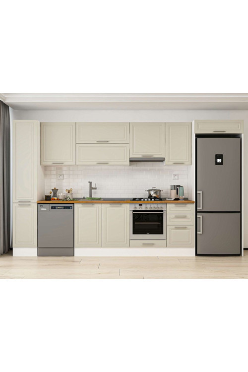 375X222 Cm Klasik Mebran Mutfak Dolabı Beyaz Mbb-E90B40S45-1 Mebran | Kumtaşı - Suntalam