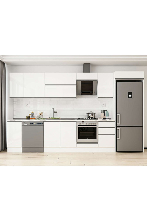 365X222 Cm High Gloss Mutfak Dolabı Mb-E80S40S45-2 High Gloss | Beyaz - Suntalam