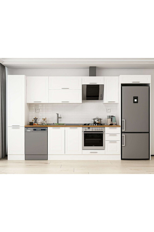 375X222 Cm Klasik Mebran Mutfak Dolabı Beyaz Beyaz Mbb-E90B45S40-2 Mebran | Beyaz - Mdf