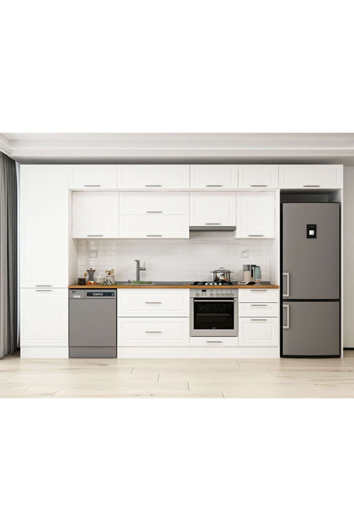 400X240 Cm Klasik Mebran Mutfak Dolabı Beyaz Mbb-E90B60S50-1 Mebran | Beyaz - Suntalam
