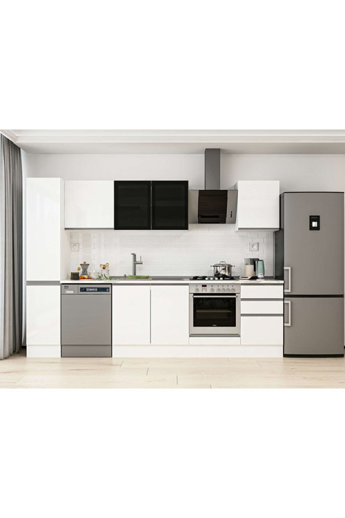 290X210 Cm High Gloss Mutfak Dolabı Mb-E80B40S50-3 High Gloss | Beyaz - Mdf