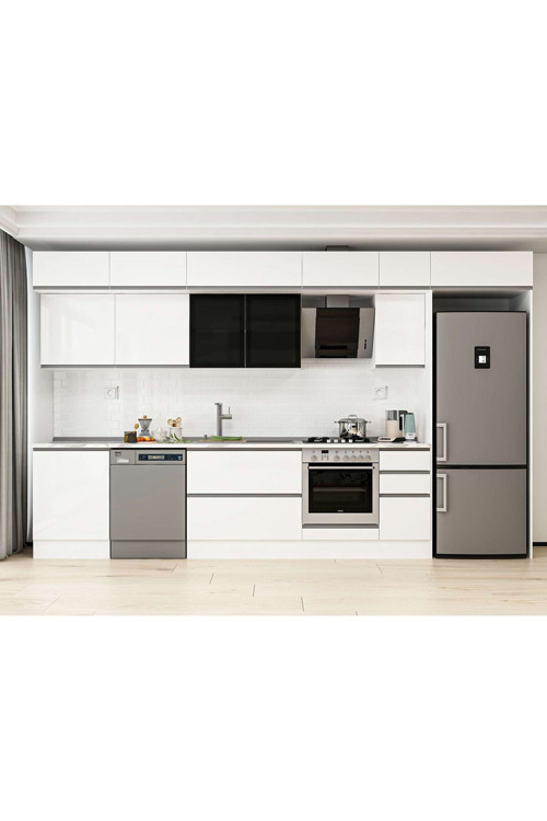 380X240 Cm High Gloss Mutfak Dolabı Mb-E80S60S40-3 High Gloss | Beyaz - Mdf