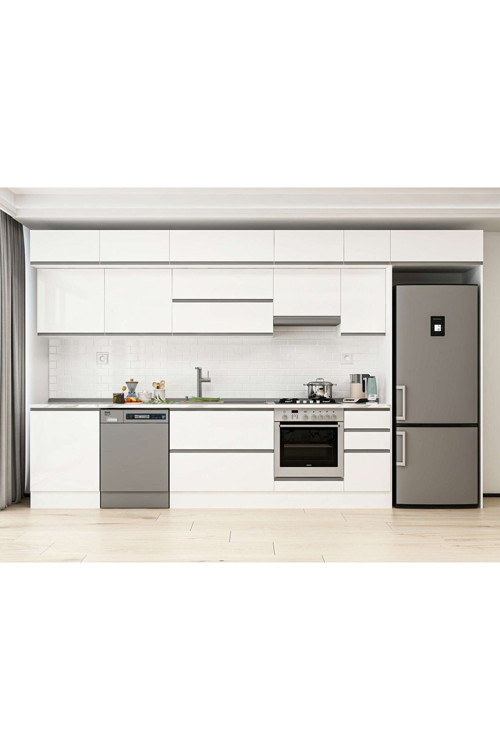390X240 Cm High Gloss Mutfak Dolabı Mb-E90S60S40-1 High Gloss | Beyaz - Suntalam