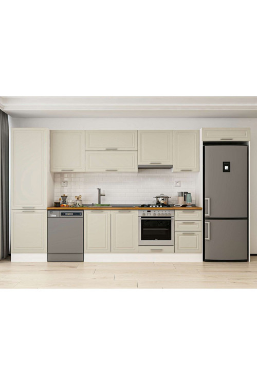 395X222 Cm Klasik Mebran Mutfak Dolabı Beyaz Mbb-E90B60S45-1 Mebran | Kumtaşı - Suntalam