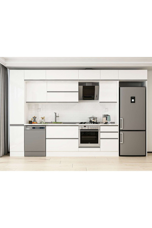 370X240 Cm High Gloss Mutfak Dolabı Mbb-E80B40S50-2 High Gloss | Beyaz - Suntalam