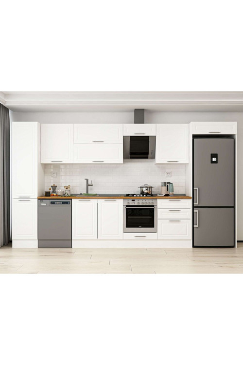 395X222 Cm Klasik Mebran Mutfak Dolabı Beyaz Beyaz Mbb-E90B45S60-2 Mebran | Beyaz - Mdf