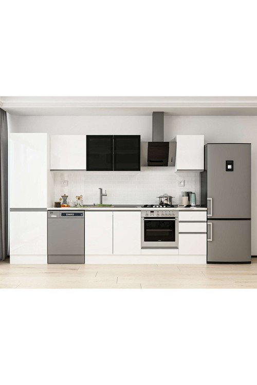 315X210 Cm High Gloss Mutfak Dolabı Mb-E90B60S45-3 High Gloss | Beyaz - Mdf