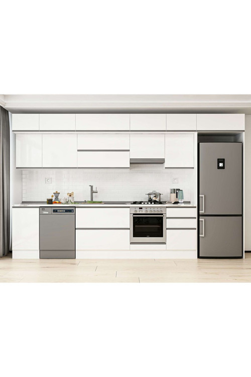 385X240 Cm High Gloss Mutfak Dolabı Mb-E90S45S50-1 High Gloss | Beyaz - Mdf