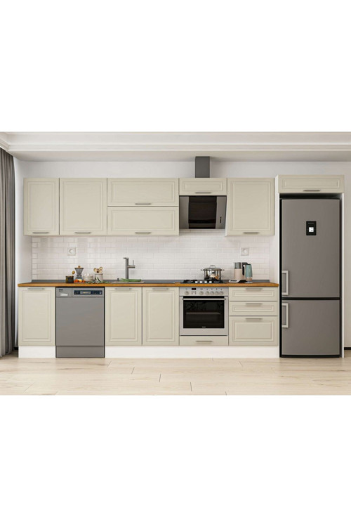 385X222 Cm Klasik Mebran Mutfak Dolabı Beyaz Mb-E80S45S60-2 Mebran | Kumtaşı - Suntalam