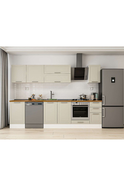 290X210 Cm Klasik Mebran Mutfak Dolabı Beyaz M-E80S50S40-2 Mebran | Kumtaşı - Suntalam