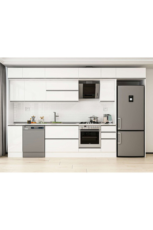 360X240 Cm High Gloss Mutfak Dolabı Mb-E80S40S40-2 High Gloss | Beyaz - Suntalam