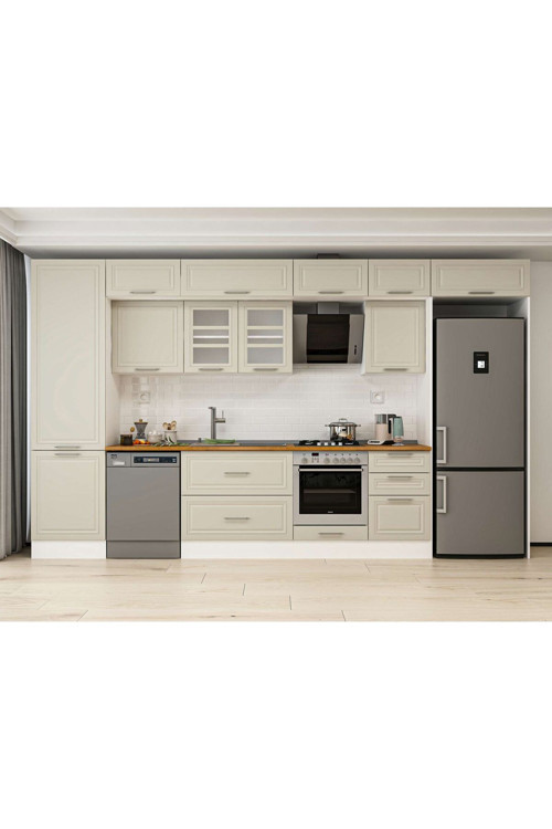 390X240 Cm Klasik Mebran Mutfak Dolabı Beyaz Mbb-E80B60S50-3 Mebran | Kumtaşı - Suntalam