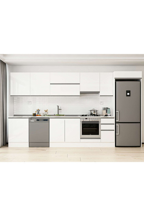 390X222 Cm High Gloss Mutfak Dolabı Mb-E90S60S40-1 High Gloss | Beyaz - Mdf