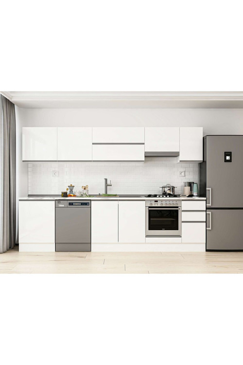310X210 Cm High Gloss Mutfak Dolabı M-E90S60S40-1 High Gloss | Beyaz - Mdf