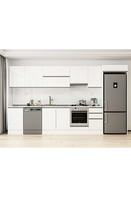 375X222 Cm High Gloss Mutfak Dolabı Mb-E80S50S45-1 High Gloss | Beyaz - Suntalam
