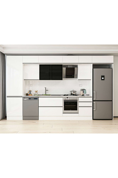 390X240 Cm High Gloss Mutfak Dolabı Mbb-E80B60S50-3 High Gloss | Beyaz - Suntalam