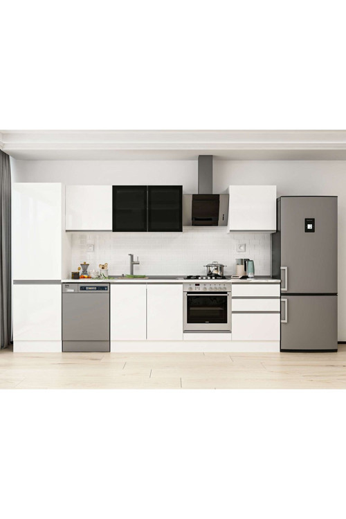 320X210 Cm High Gloss Mutfak Dolabı Mb-E80B60S60-3 High Gloss | Beyaz - Suntalam