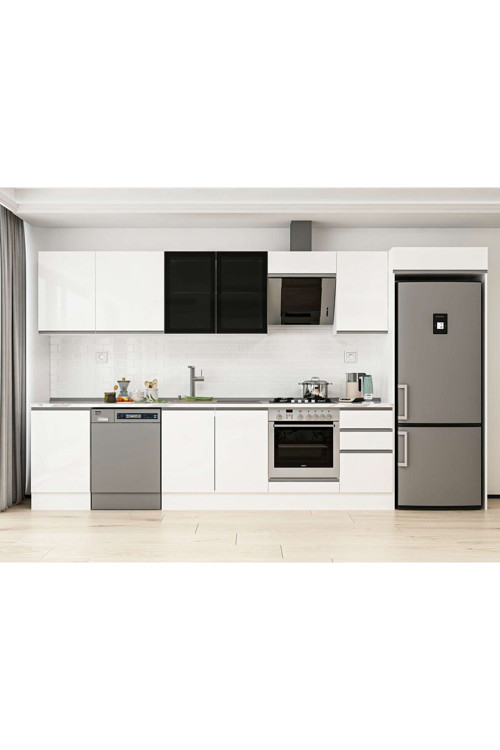 375X222 Cm High Gloss Mutfak Dolabı Mb-E80S50S45-3 High Gloss | Beyaz - Suntalam
