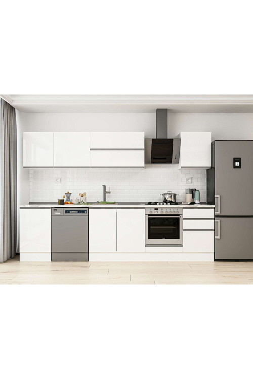 310X210 Cm High Gloss Mutfak Dolabı M-E90S50S50-2 High Gloss | Beyaz - Mdf