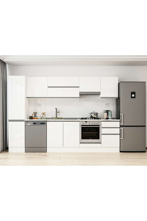 305X210 Cm High Gloss Mutfak Dolabı Mb-E90B45S50-1 High Gloss | Beyaz - Suntalam