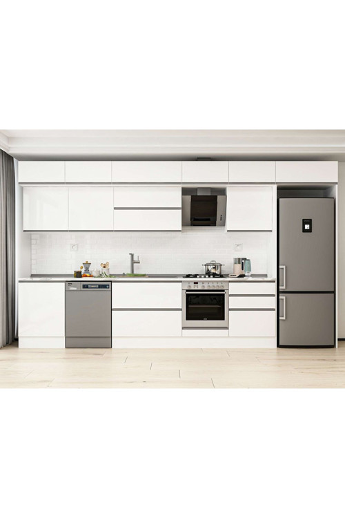 400X240 Cm High Gloss Mutfak Dolabı Mb-E80S60S60-2 High Gloss | Beyaz - Suntalam