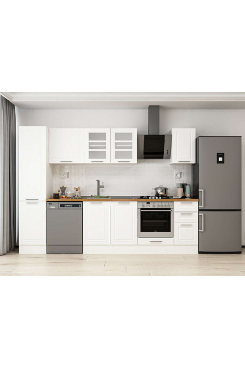 285X210 Cm Klasik Mebran Mutfak Dolabı Beyaz Beyaz Mb-E80B45S40-3 Mebran | Beyaz - Suntalam